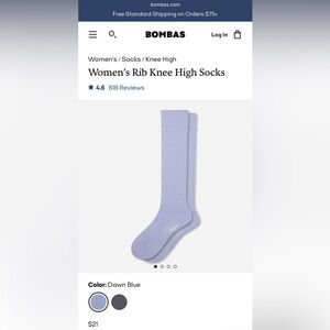 Bombas Dawn Blue Ribbed Knee-High Socks NWT